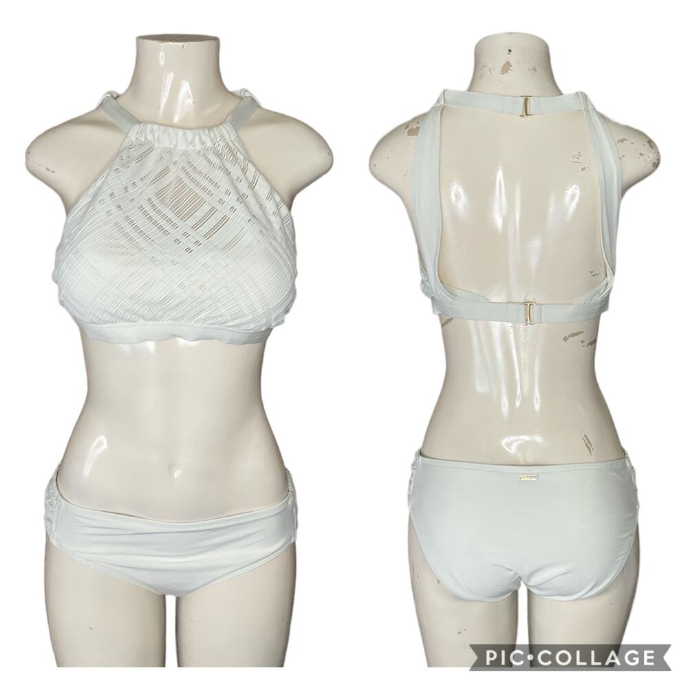 Antonio Melani High Neck Bikini Top Bottoms Ivory Off White Size Large